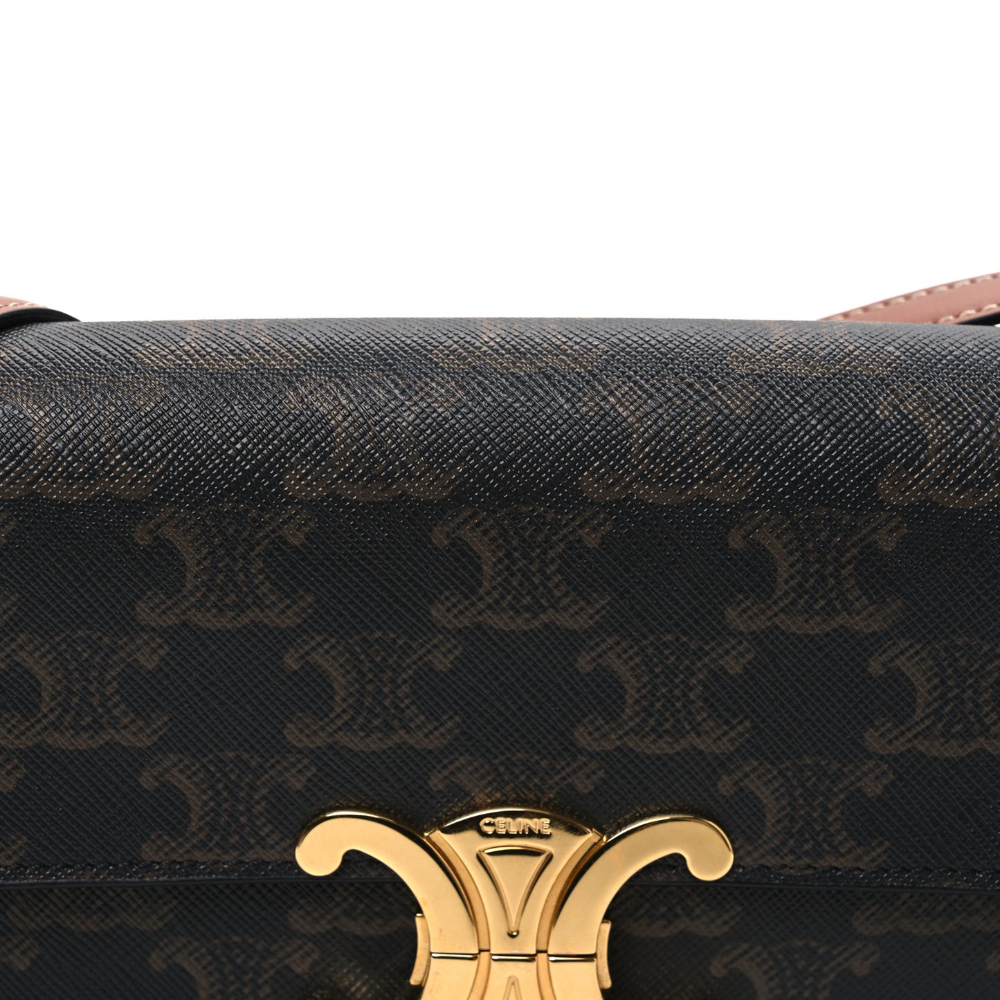 Canvas Calfskin Triomphe Shoulder Bag Tan