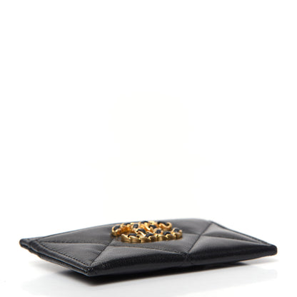 Chanel Shiny Goatskin Quilted Chanel 19 Card Holder Black 4 of 8