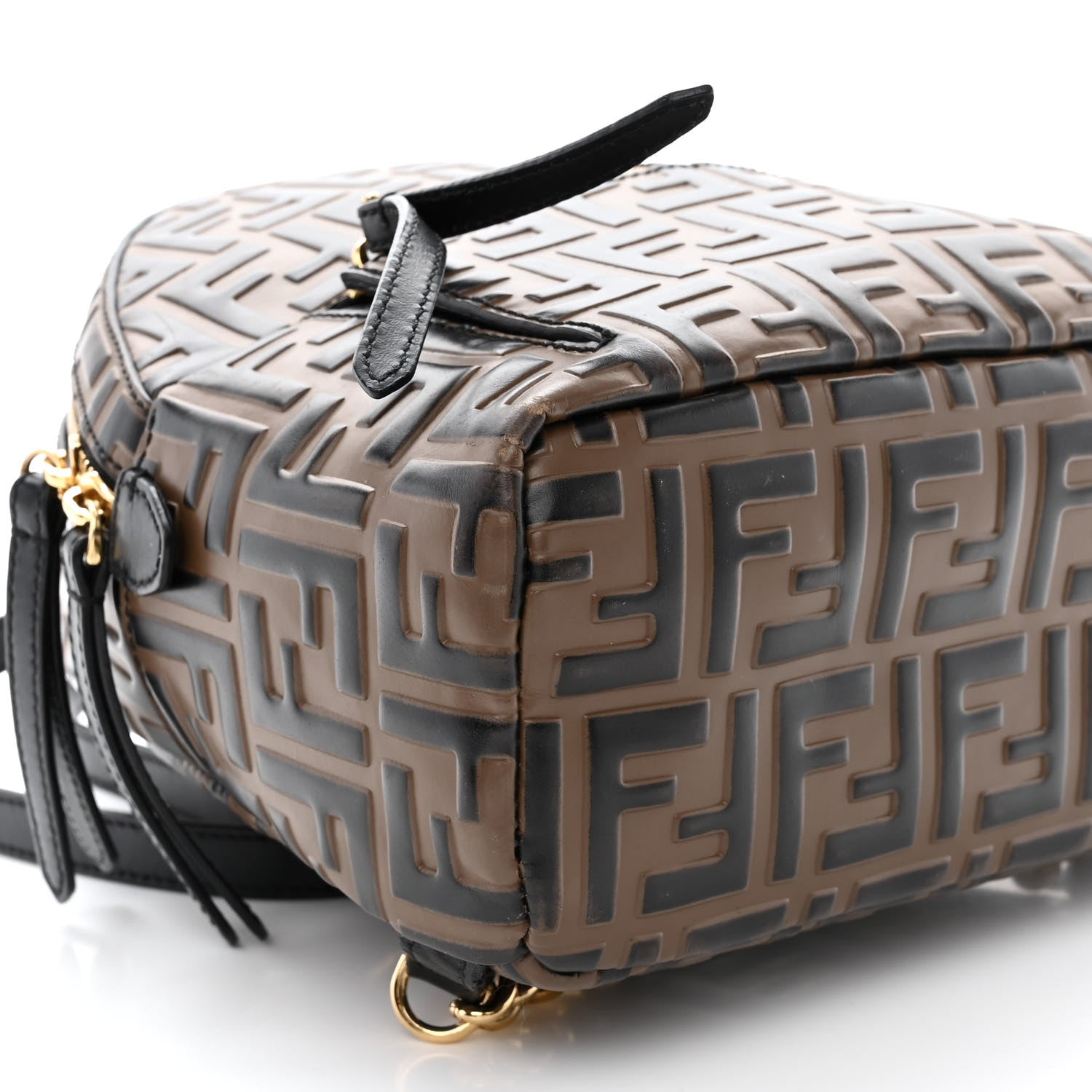 Fendi Vitello Bi-Color FF 1974 Embossed Mini Backpack Maya Black 9 of 10