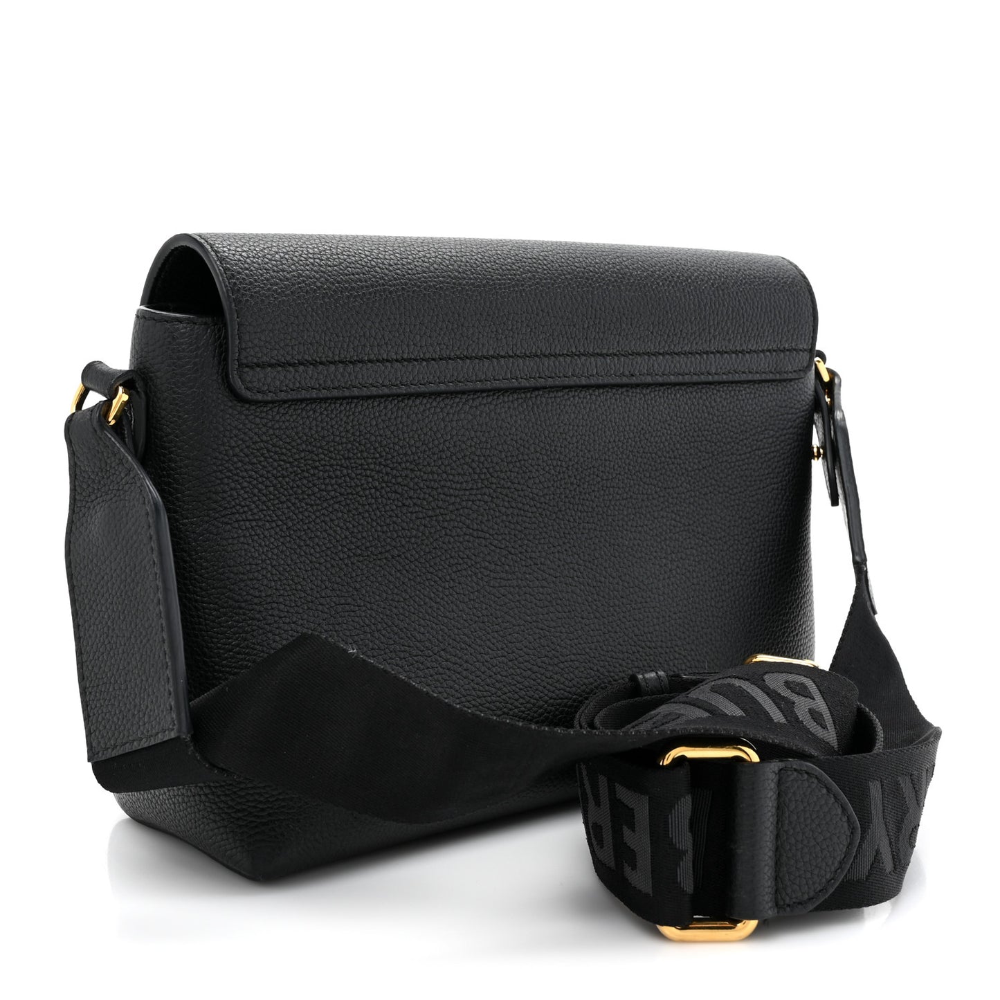 Grainy Calfskin Vintage Check Note Crossbody Bag Black