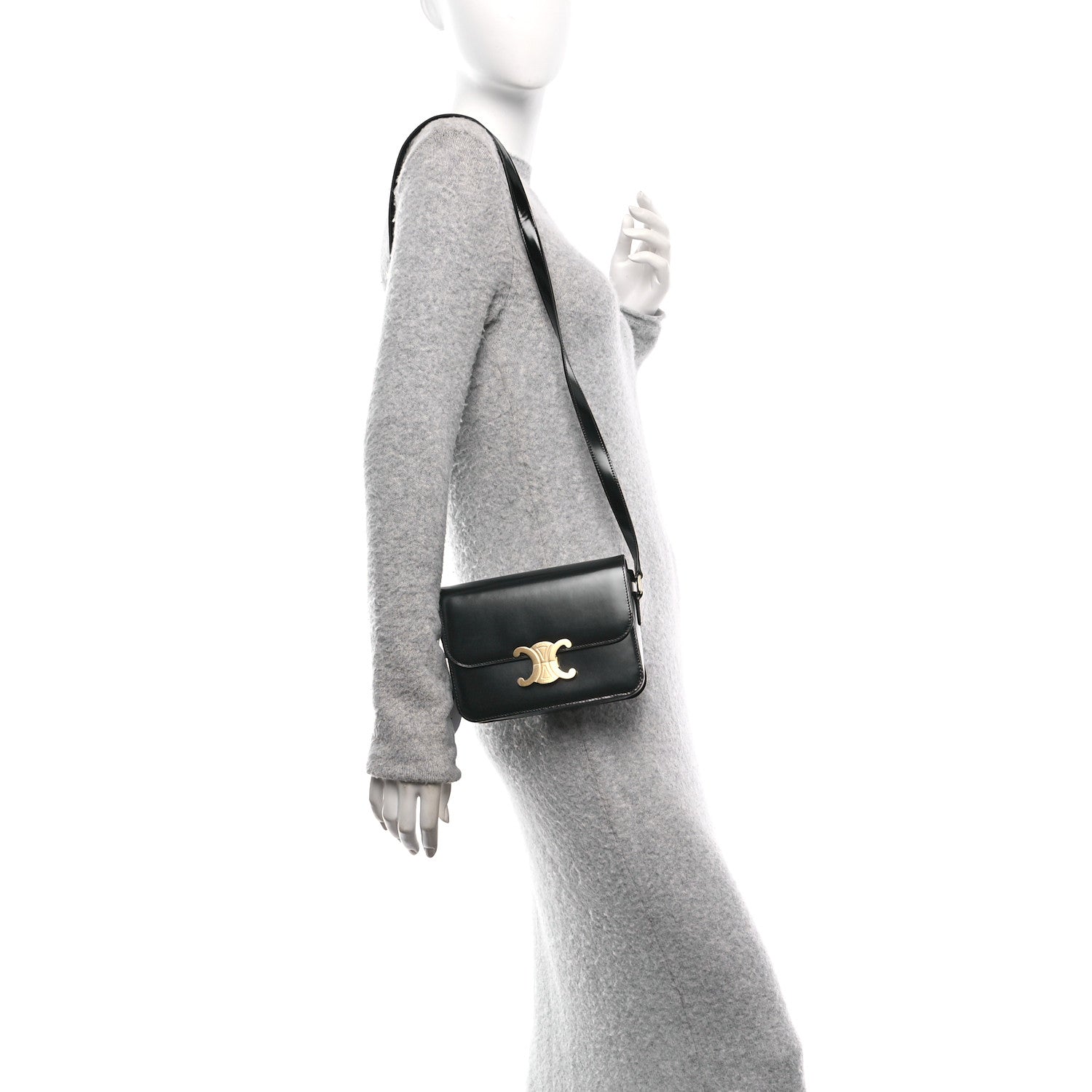 Celine Shiny Calfskin Teen Triomphe Black 2 of 10