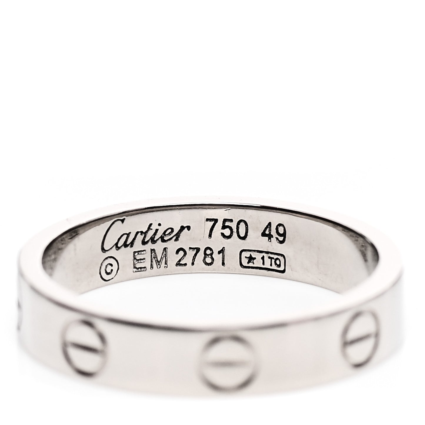 18K White Gold 3.5mm LOVE Wedding Band Ring 49 5