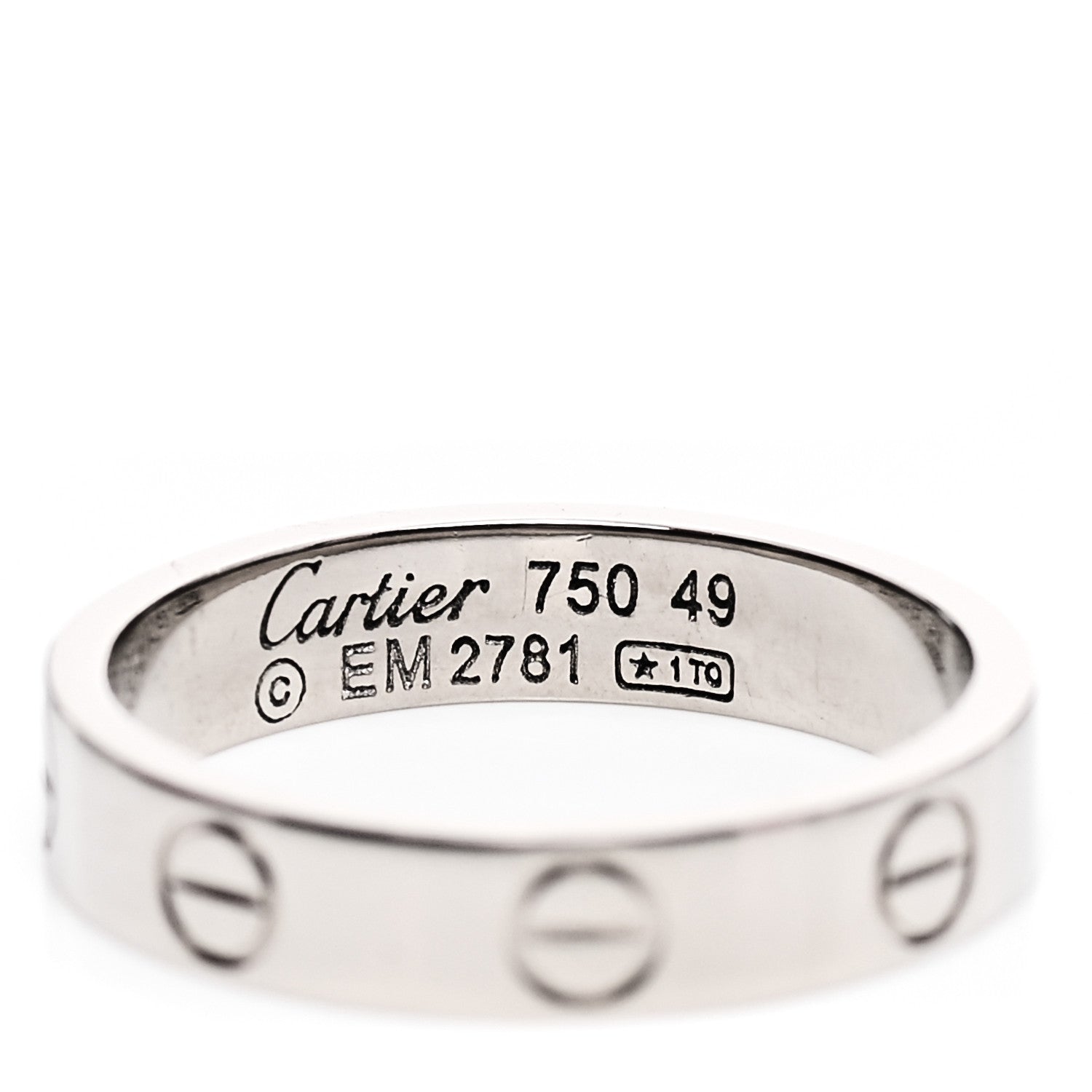 Cartier 18K White Gold 3.5mm LOVE Wedding Band Ring 49 5 4 of 5