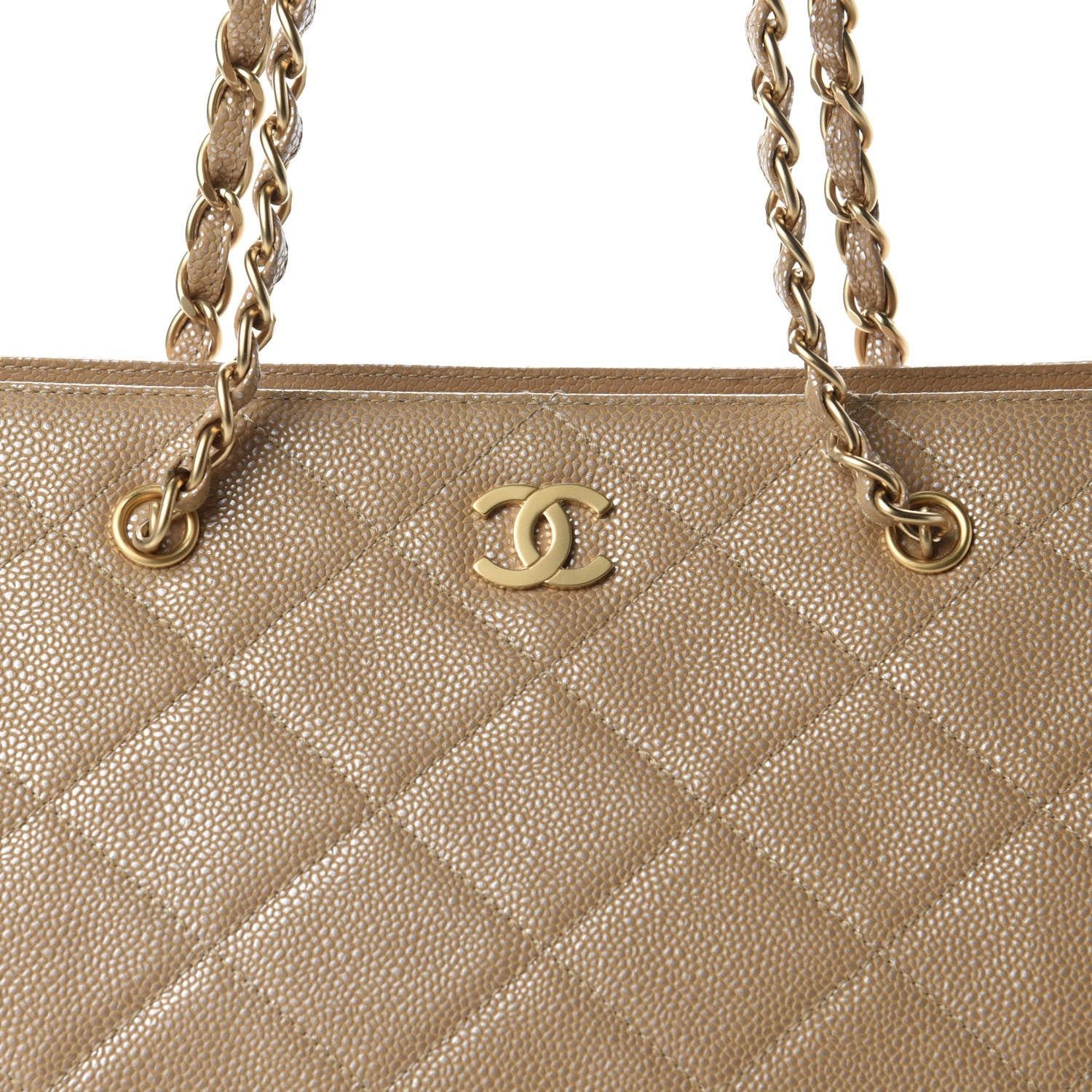 Chanel Metallic Caviar Quilted Shopping Tote Beige 13 of 13