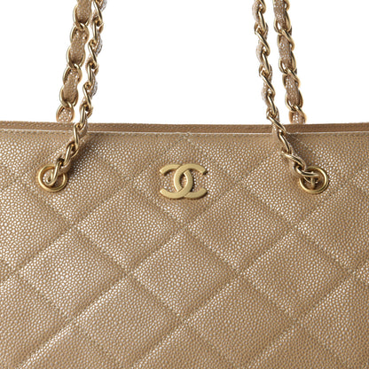 Chanel Metallic Caviar Quilted Shopping Tote Beige 13 of 13