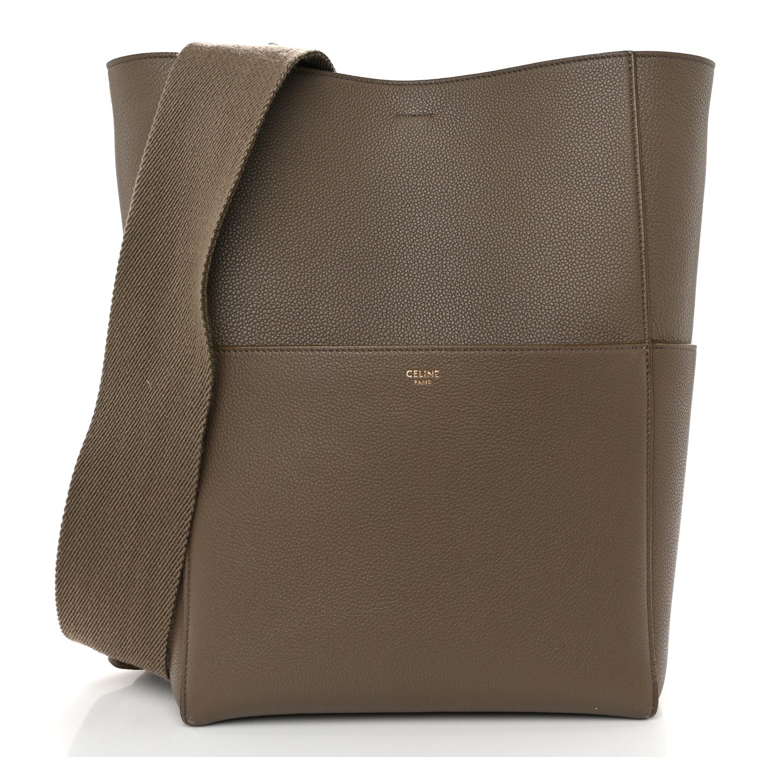 Celine Soft Grained Calfskin Sangle Bucket Bag Taupe 1 of 12
