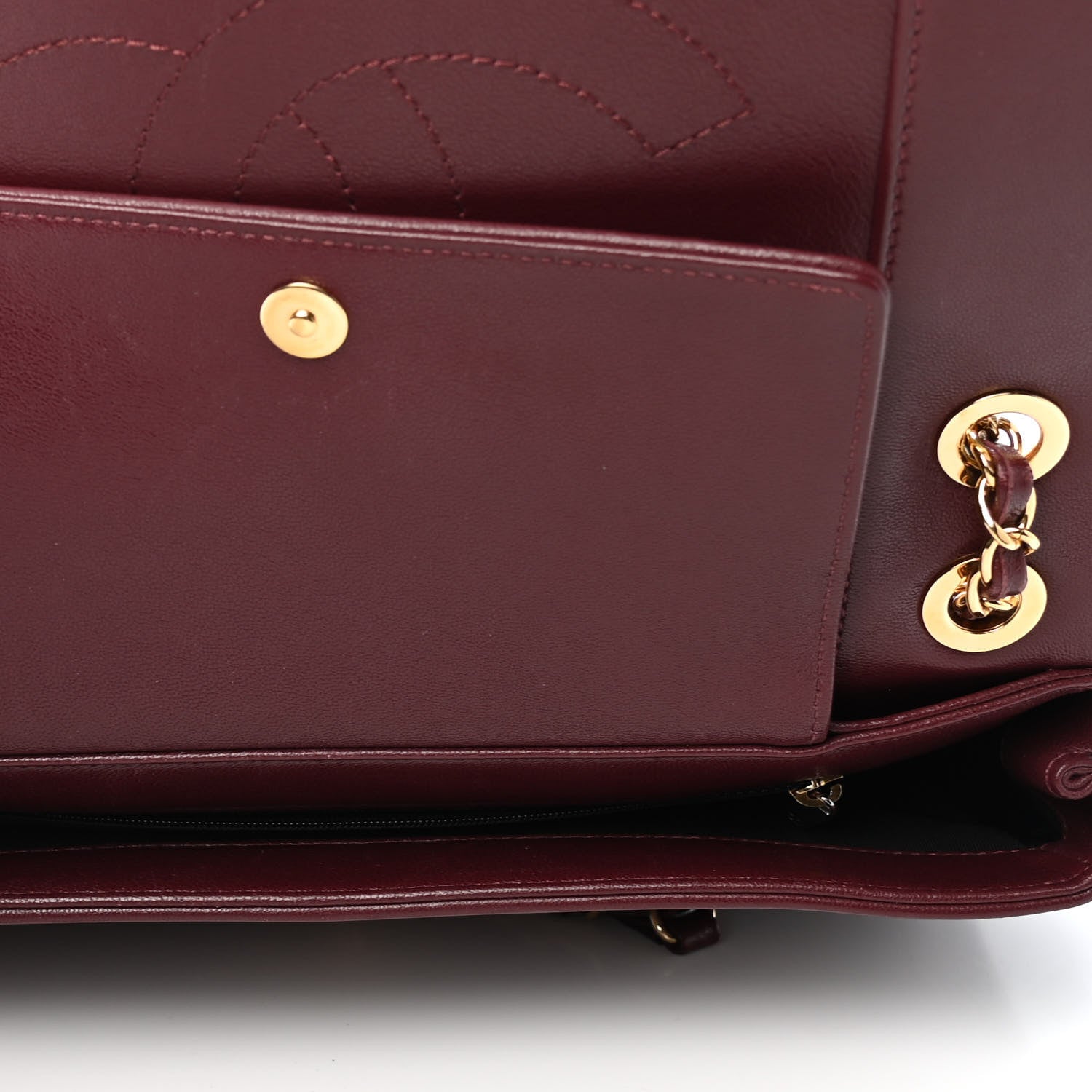 Chanel Sheepskin Quilted Vintage Mademoiselle Flap Dark Red 4 of 4