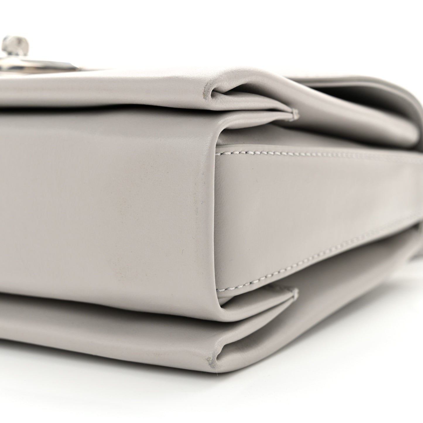 High Gloss Calfskin Lana Top Handle Pale Grey