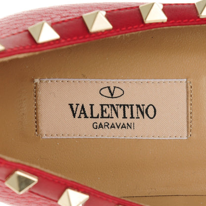 Valentino Garavani Pebbled Calfskin Rockstud Ballerina Flats 38.5 Red 6 of 9