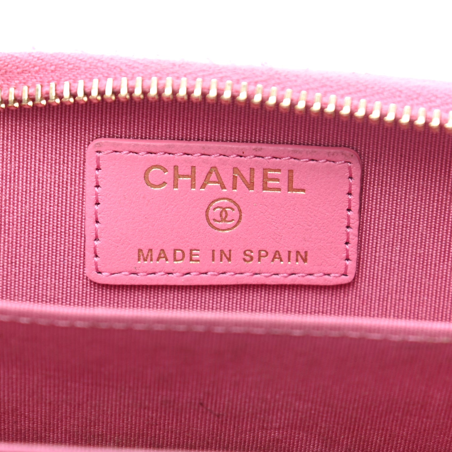 Lambskin Quilted Chanel 19 Zip Around Coin Purse Wallet Pink
