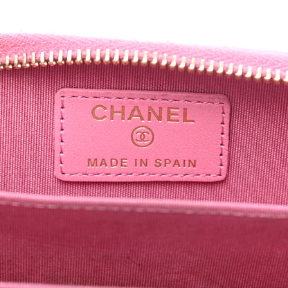 Chanel Lambskin Quilted Chanel 19 Zip Around Coin Purse Wallet Pink 12 of 25