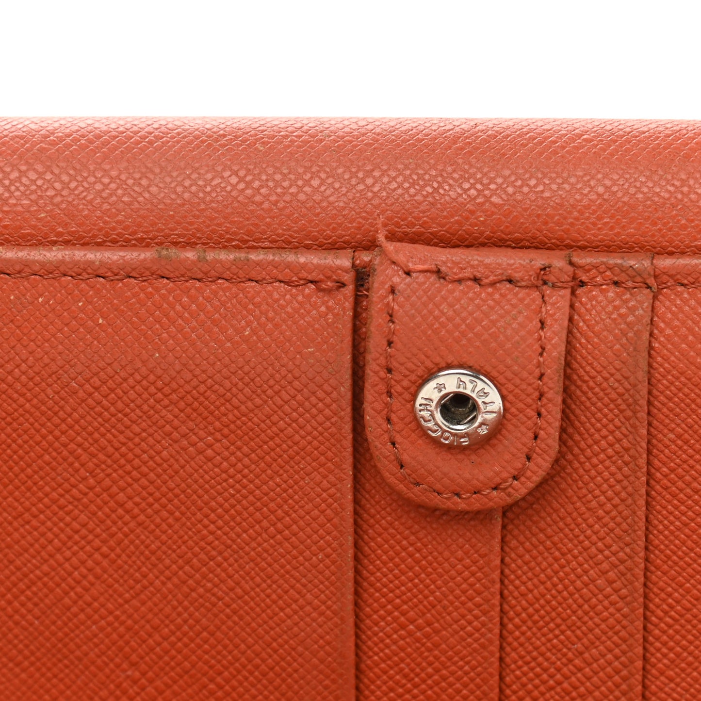 Calfskin House Check Continental Flap Wallet Orange