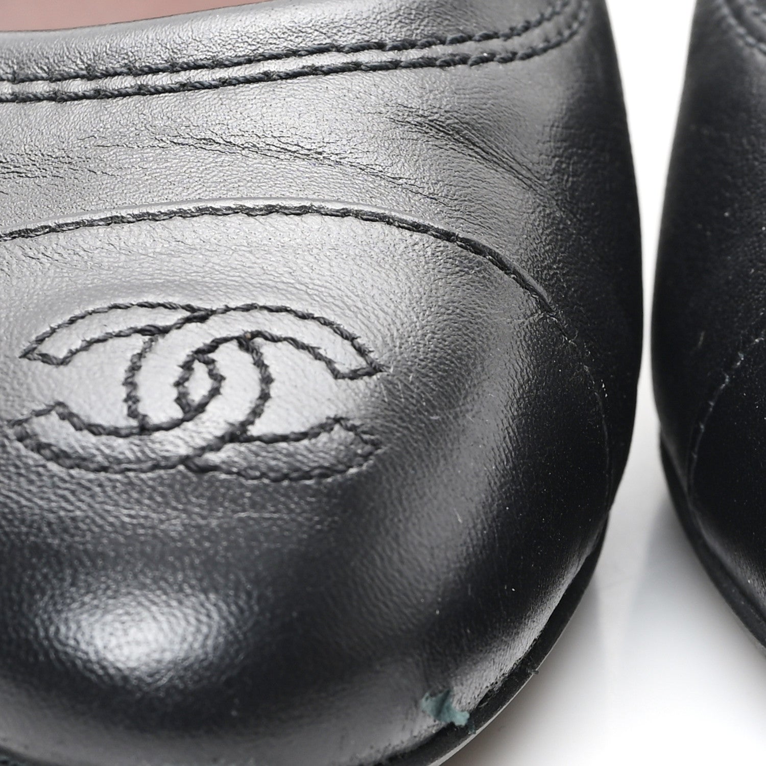 Chanel Lambskin Cap Toe CC Uniform Ballerina Flats 38.5 Black 10 of 11