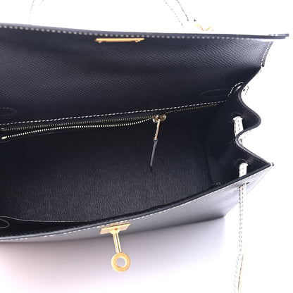 Hermes Epsom Bi-Color Horseshoe Kelly Sellier 25 Black White 5 of 8