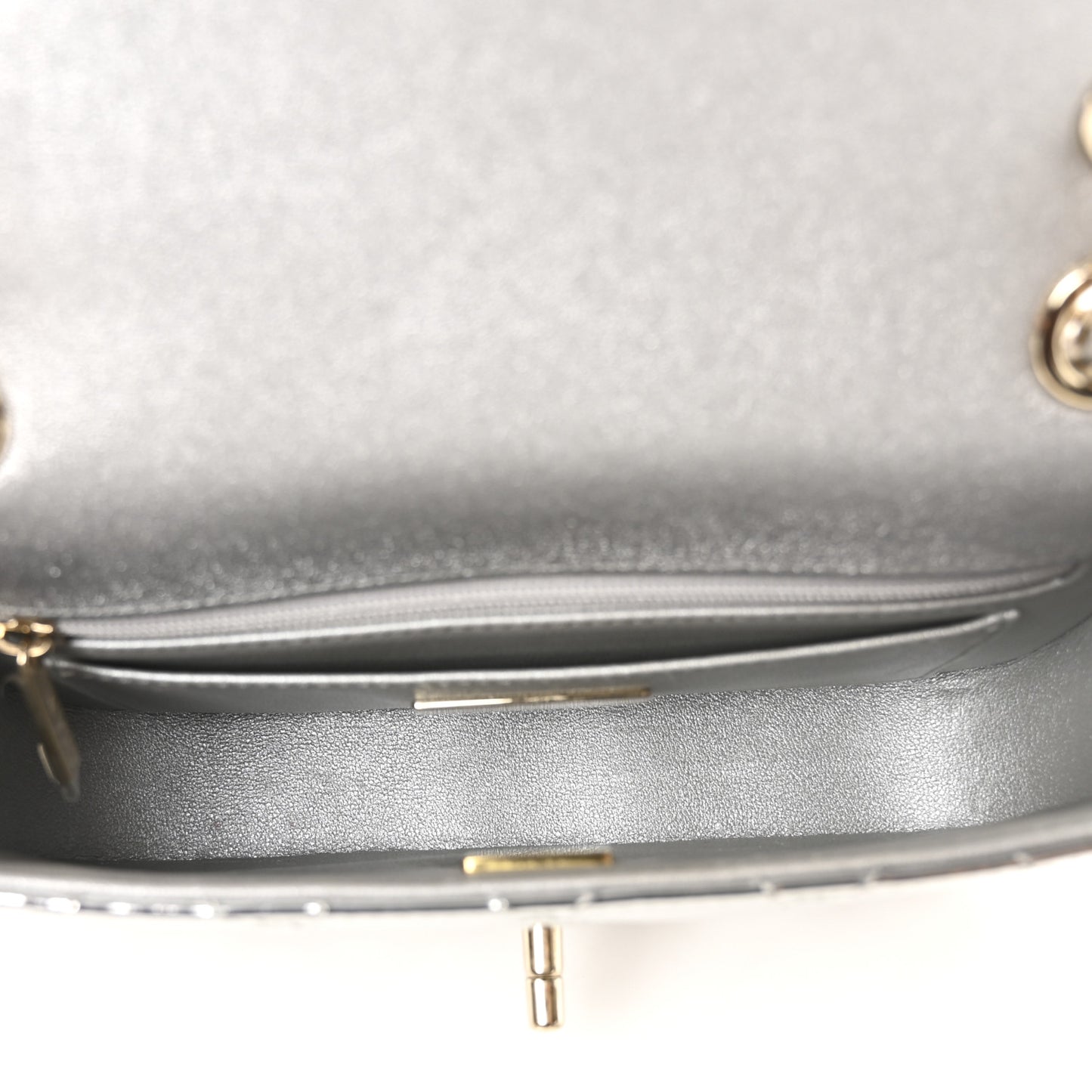 Mirror Calfskin Metallic Calfskin Quilted Hollywood Boulevard Mini Flap With Star Coin Purse Silver