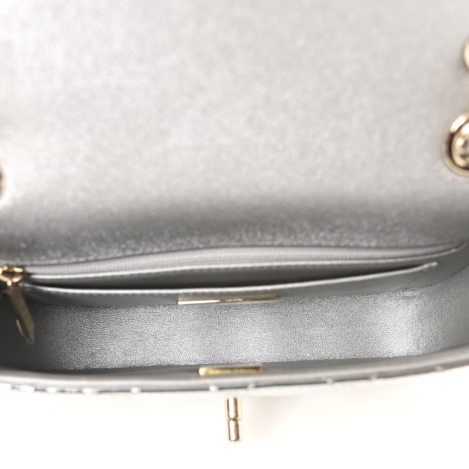 Chanel Mirror Calfskin Metallic Calfskin Quilted Hollywood Boulevard Mini Flap With Star Coin Purse Silver 6 of 11