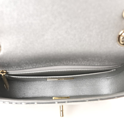 Chanel Mirror Calfskin Metallic Calfskin Quilted Hollywood Boulevard Mini Flap With Star Coin Purse Silver 6 of 11
