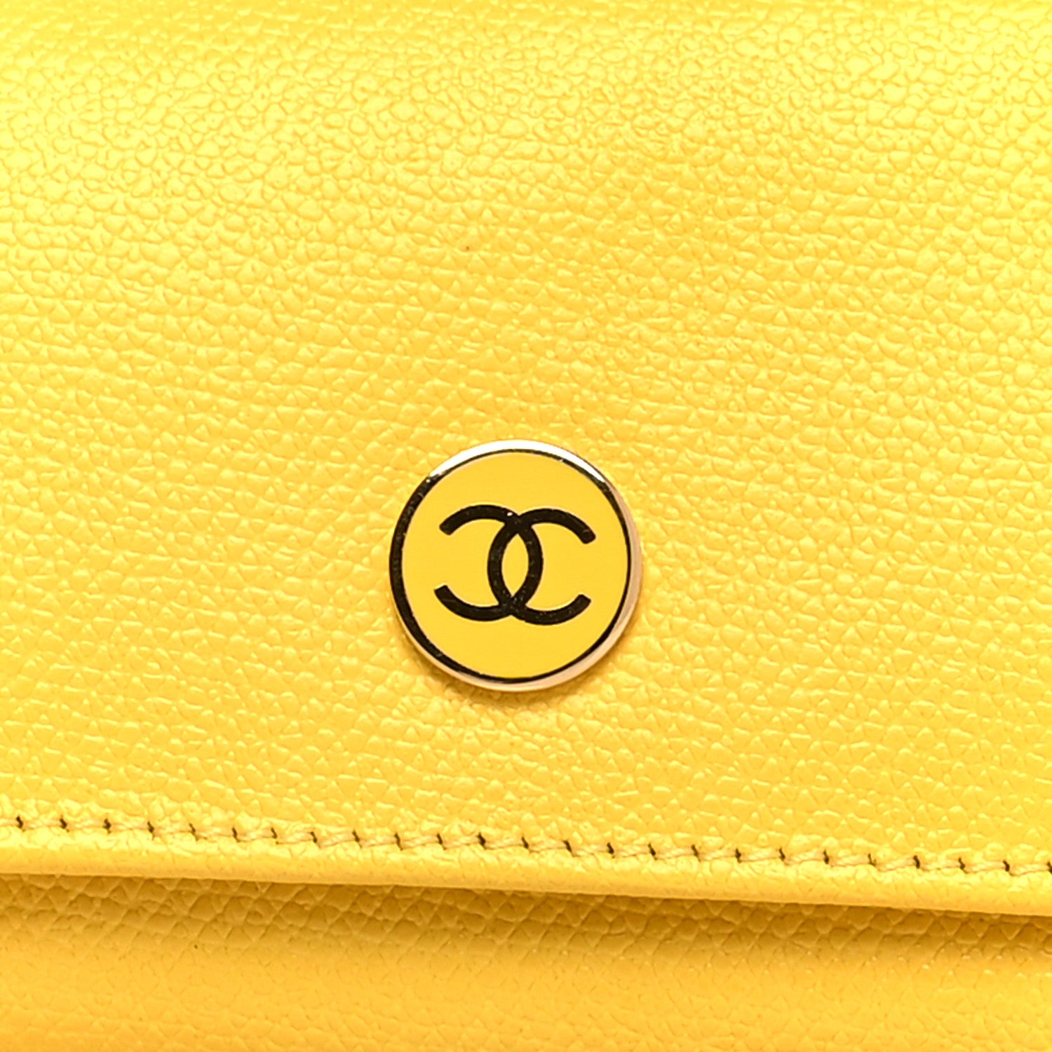Chanel Grained Calfskin CC Button 6 Key Holder Yellow 8 of 8