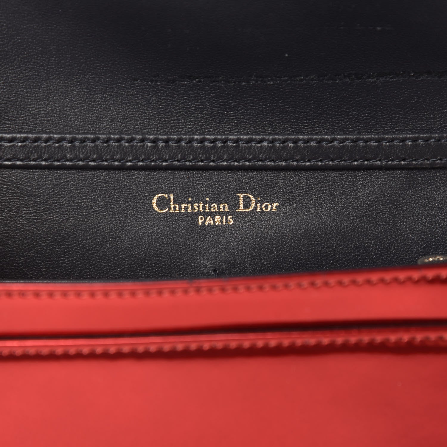 Christian Dior Metallic Patent Micro-Cannage Diorama Wallet on Chain Pouch Red 8 of 10