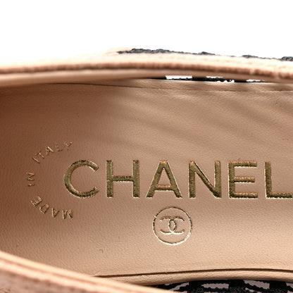 Chanel Raffia Cap Toe Ballerina Flats 36.5 Black Beige 6 of 8