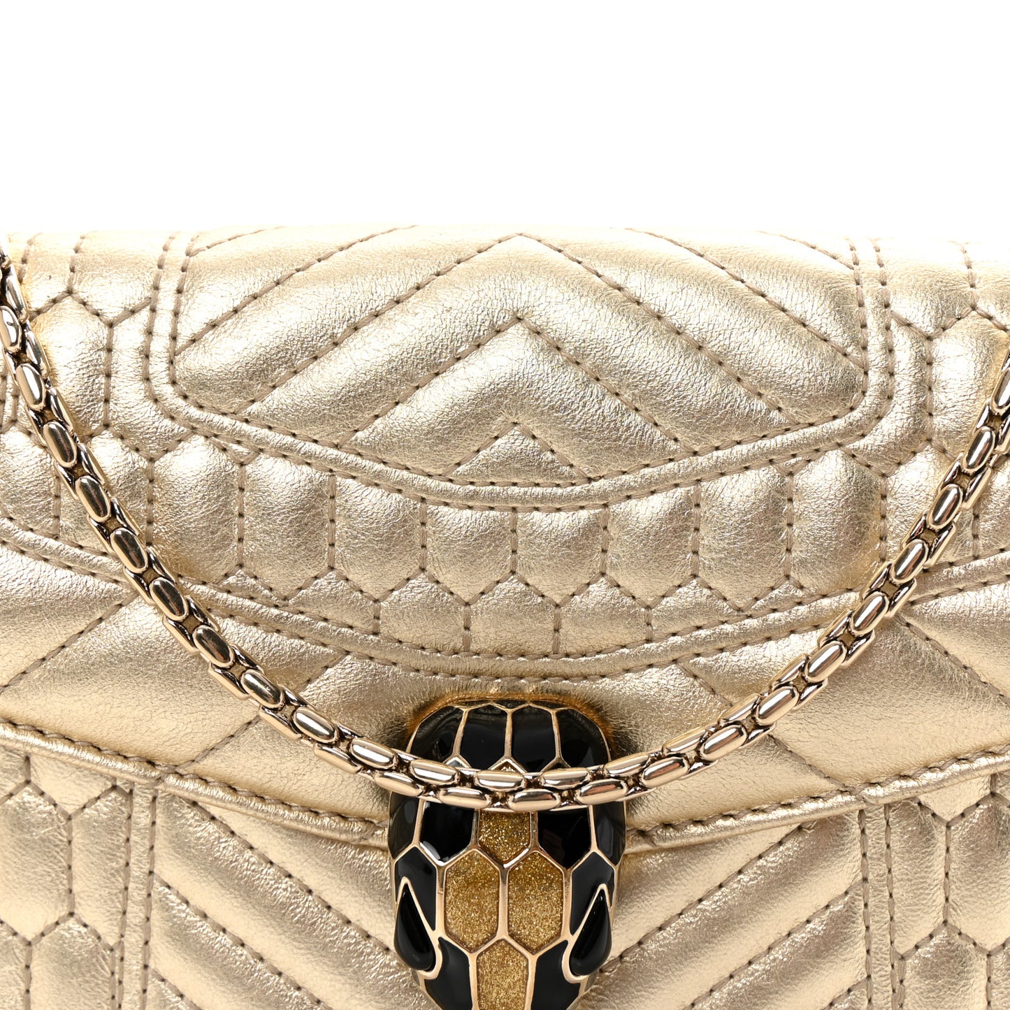 Metallic Calfskin Quilted Serpenti Forever Shoulder Bag Gold