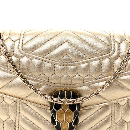 Bulgari Metallic Calfskin Quilted Serpenti Forever Shoulder Bag Gold 7 of 9