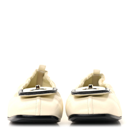 Chanel Lambskin CC Turnlock Ballerina Flats 38.5 Ivory Black 3 of 10