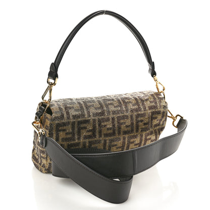 Fendi Vitello King Beaded Zucca Baguette Mogano Panna Ebano 2 of 9