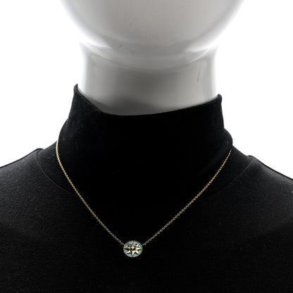Christian Dior 18K Yellow Gold Diamond Turquoise Rose Des Vents Necklace 2 of 4