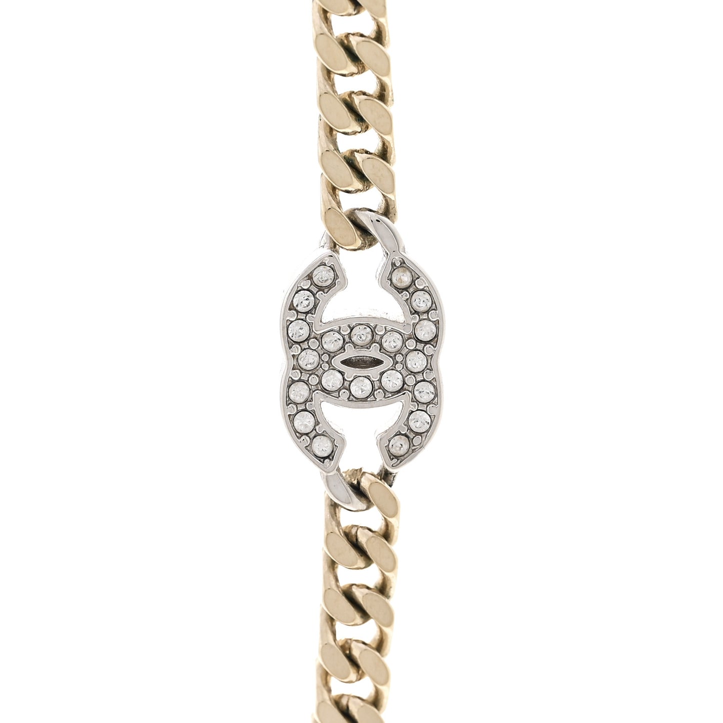 Crystal Chain CC Link Choker Gold Silver