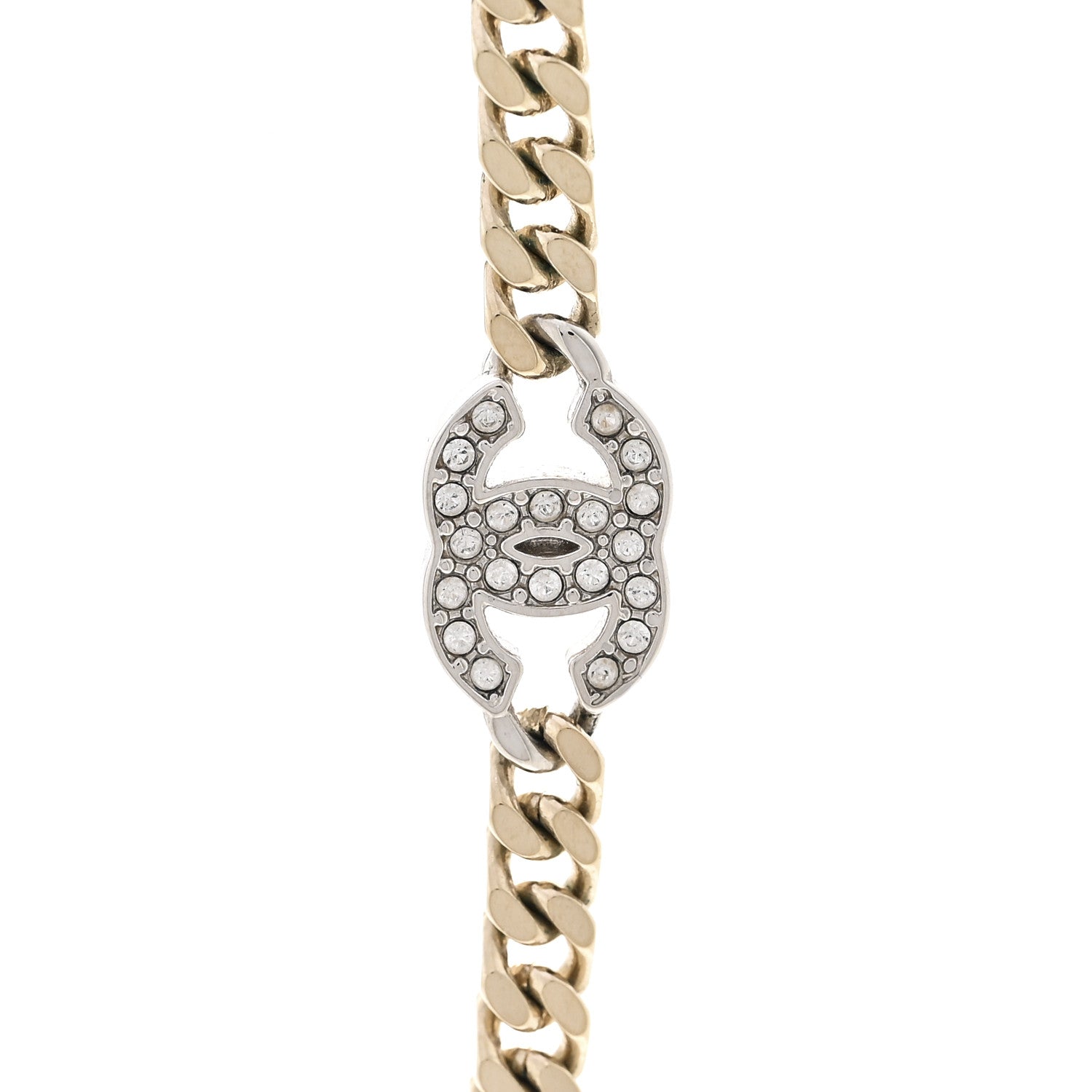 Chanel Crystal Chain CC Link Choker Gold Silver 4 of 6