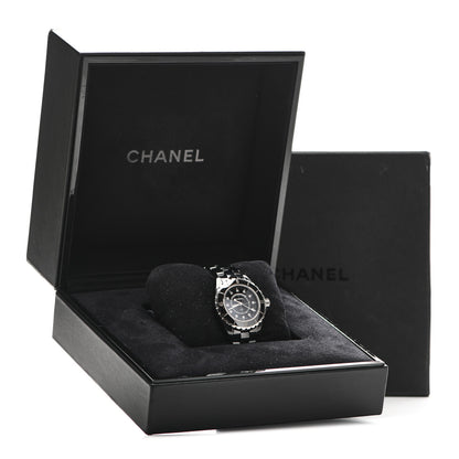 Chanel Stainless Steel Ceramic Diamond 33mm J12 Quartz Watch Black 5 of 5