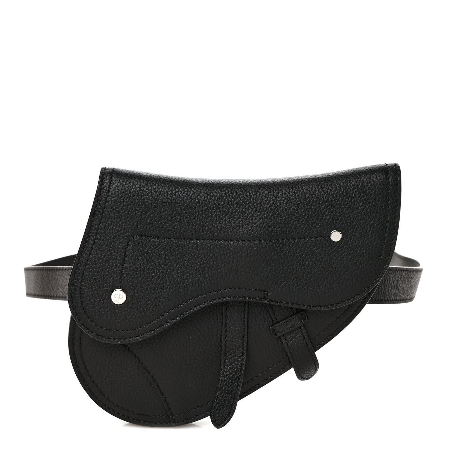 Grained Calfskin Saddle Pouch Belt Bag Black