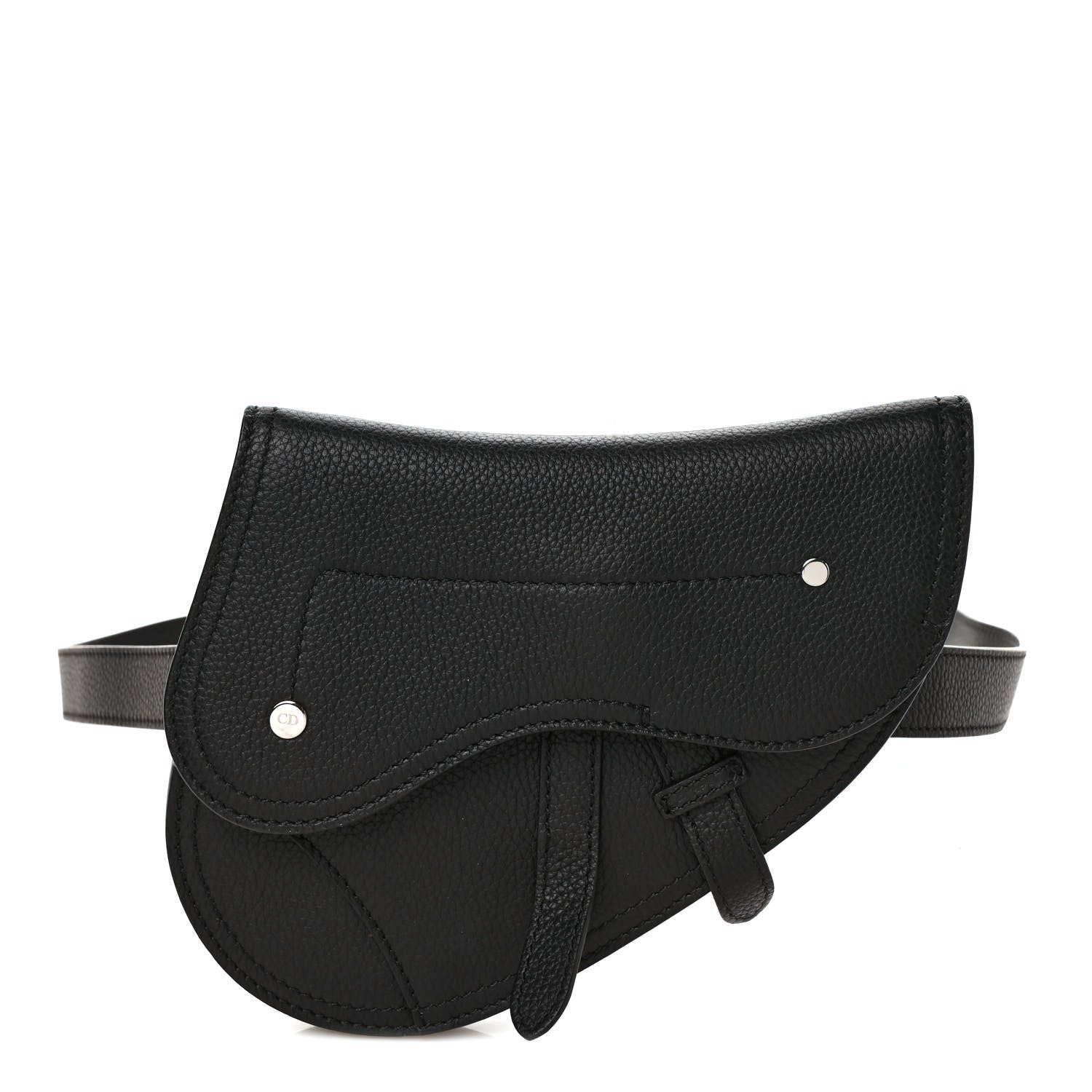 Christian Dior Grained Calfskin Saddle Pouch Belt Bag Black 1 of 9