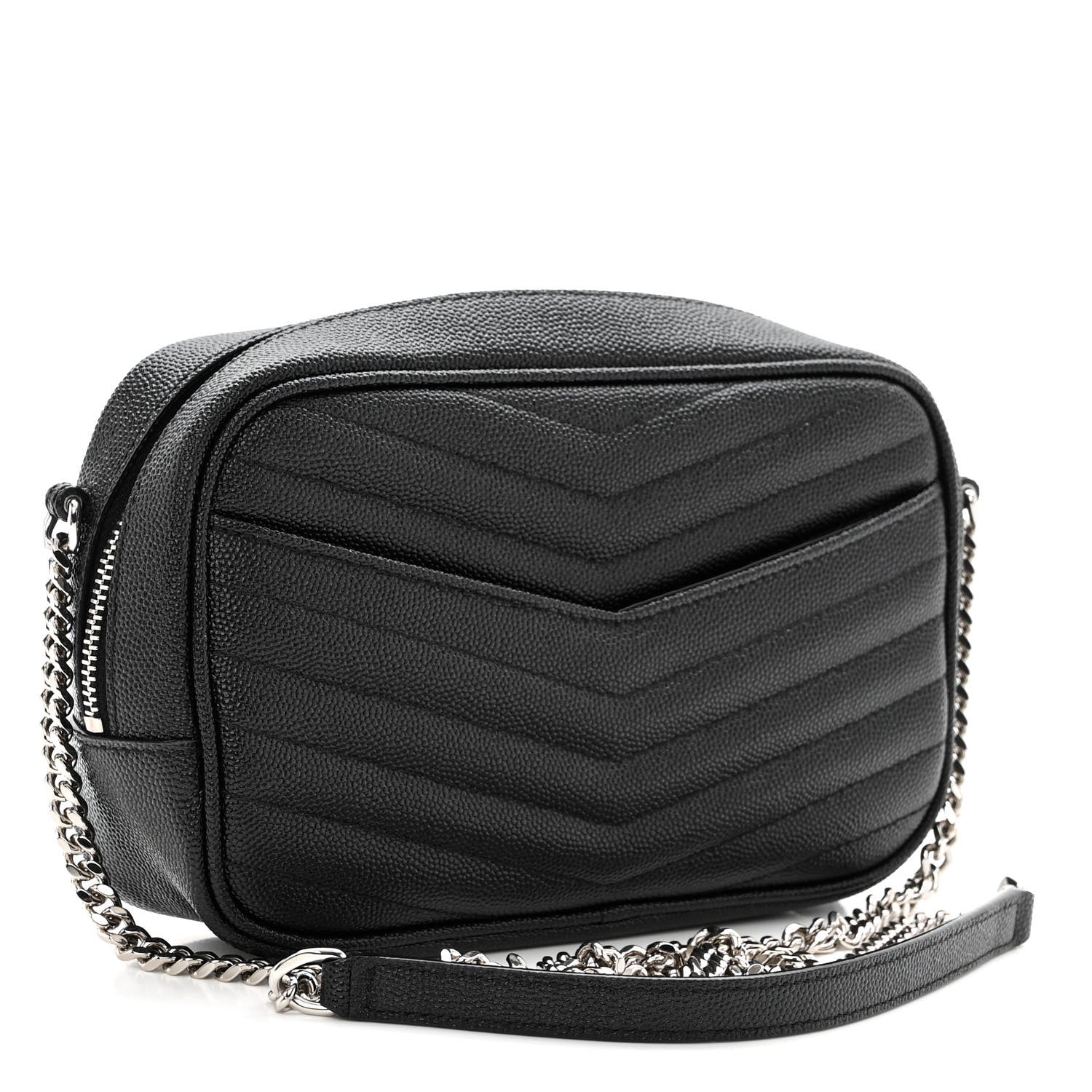 Saint Laurent Grain De Poudre Matelasse Monogram Mini Lou Camera Bag Black 3 of 10