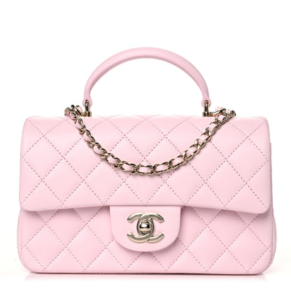 Chanel Lambskin Quilted Mini Top Handle Rectangular Flap Light Pink 1 of 9