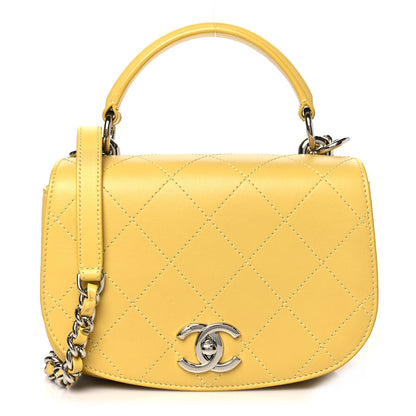 Chanel Calfskin Stitched Small Ring My Bag Flap Crossbody Yellow 1 of 10