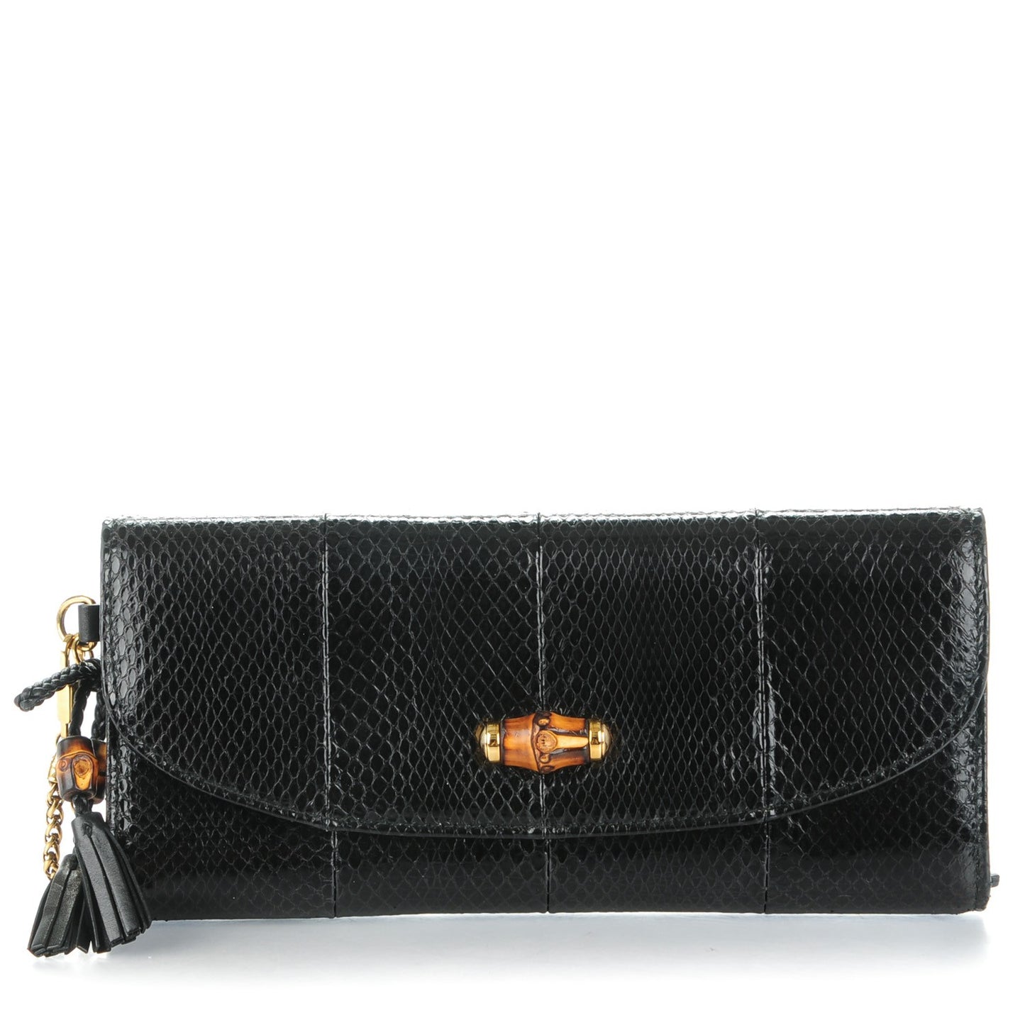 Python Bamboo Wristlet Clutch Black