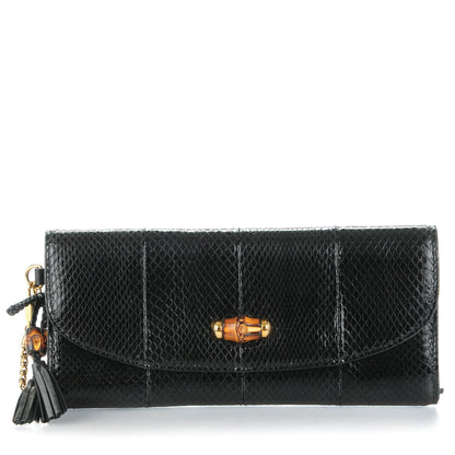 Gucci Python Bamboo Wristlet Clutch Black 1 of 8
