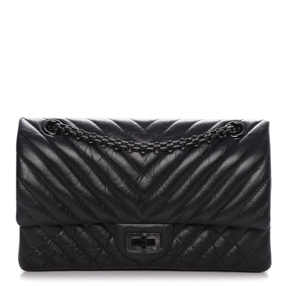 Chanel Aged Calfskin Chevron Quilted 2.55 Reissue 225 So Black 1 of 9