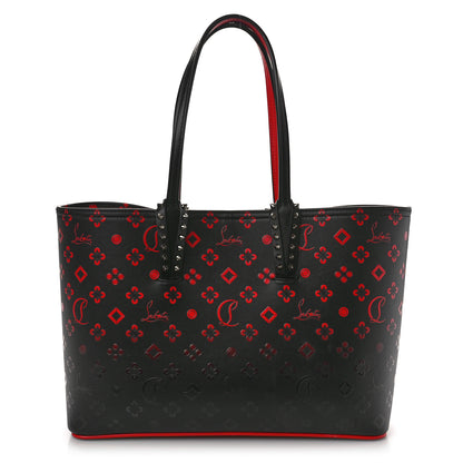 Christian Louboutin Perforated Calfskin Degrade Loubinthesky East West Cabata Tote Black Red 1 of 13