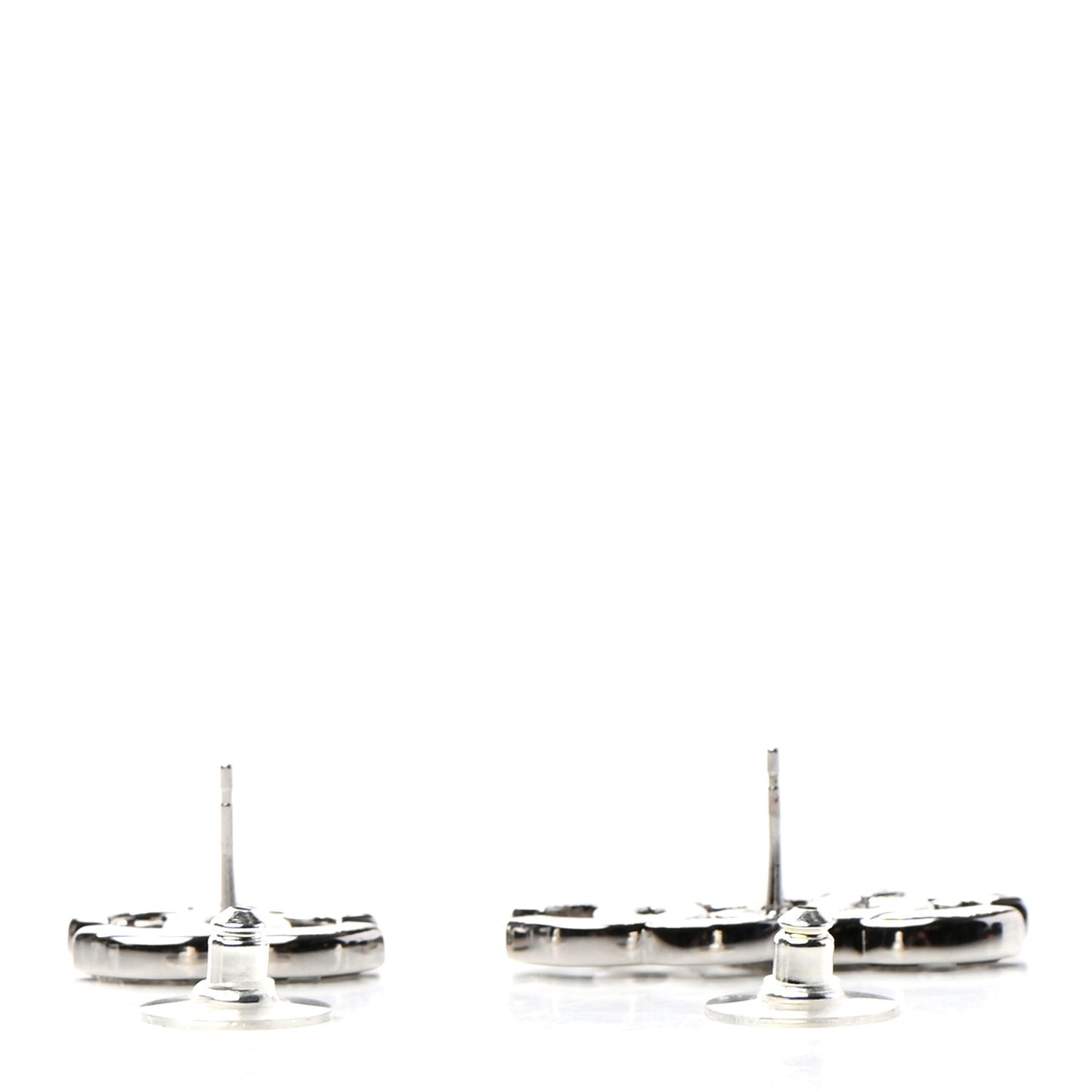 Baguette Crystal Double CC Earrings Silver