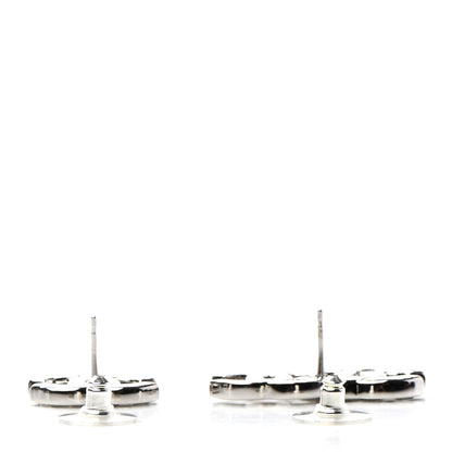 Chanel Baguette Crystal Double CC Earrings Silver 3 of 4