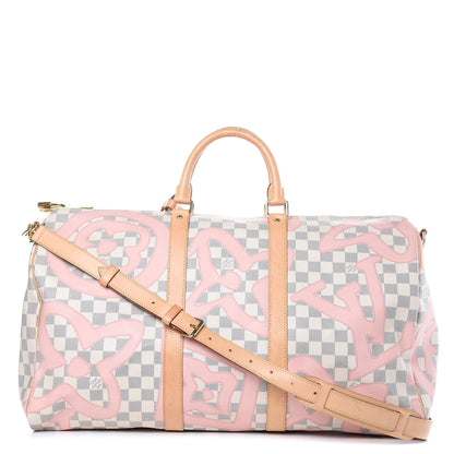 Louis Vuitton Damier Azur Tahitienne Keepall Bandouliere 50 Rose Ballerine 1 of 18