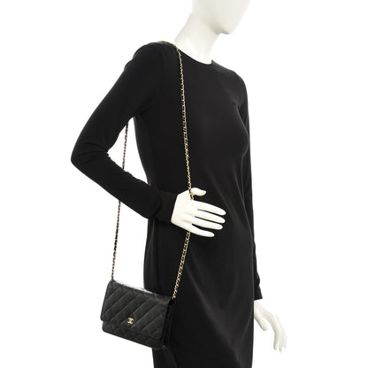 Chanel Caviar Quilted Wallet On Chain WOC Black 2 of 8