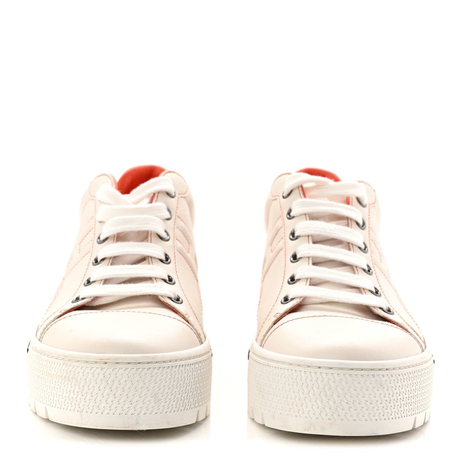 Hermes Calfskin Womens Voltage Sneakers 38 White Orange 3 of 10