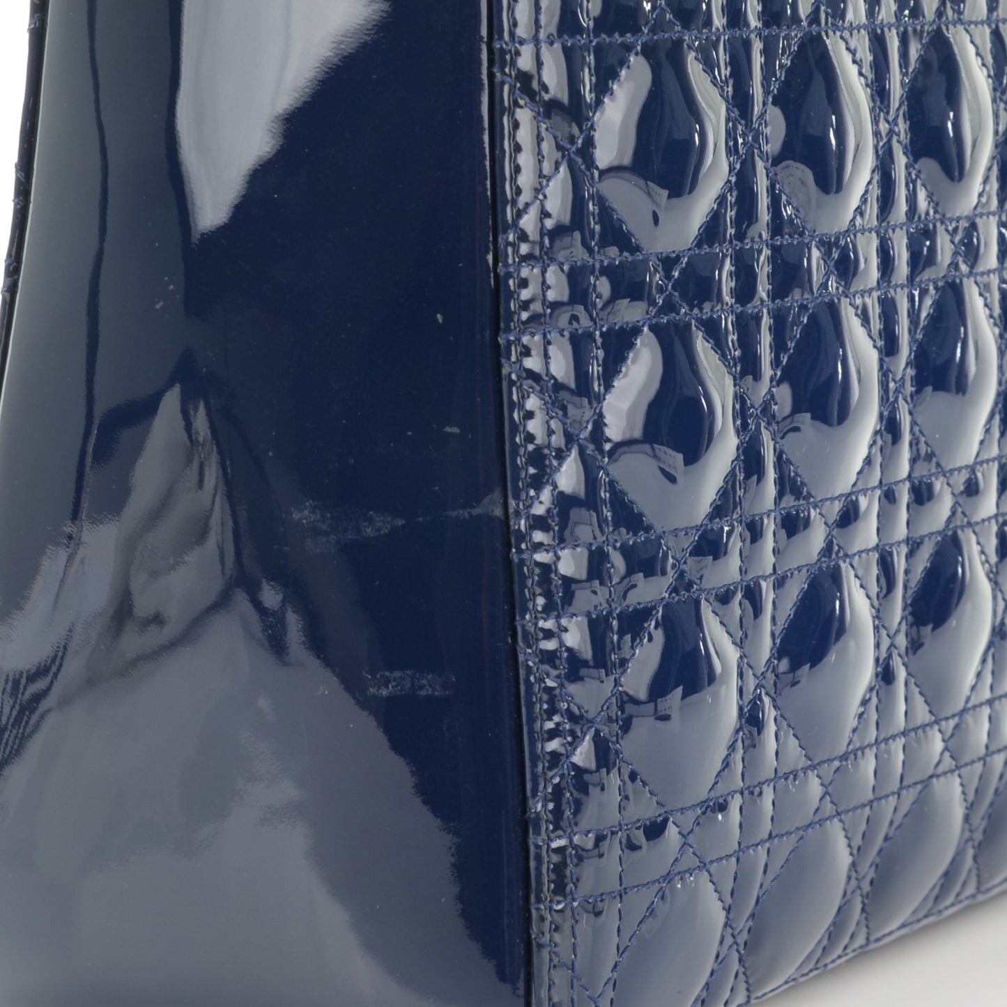 Patent Cannage Large Lady Dior Navy Blue