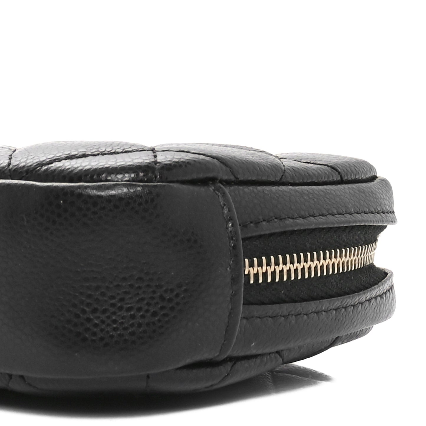 Caviar Quilted Small Curvy Pouch Cosmetic Case Black