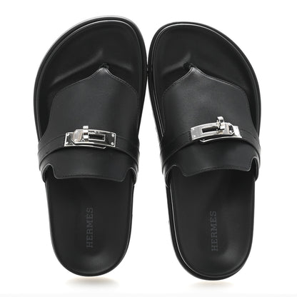 Hermes Calfskin Womens Empire Sandals 35 Black 2 of 10