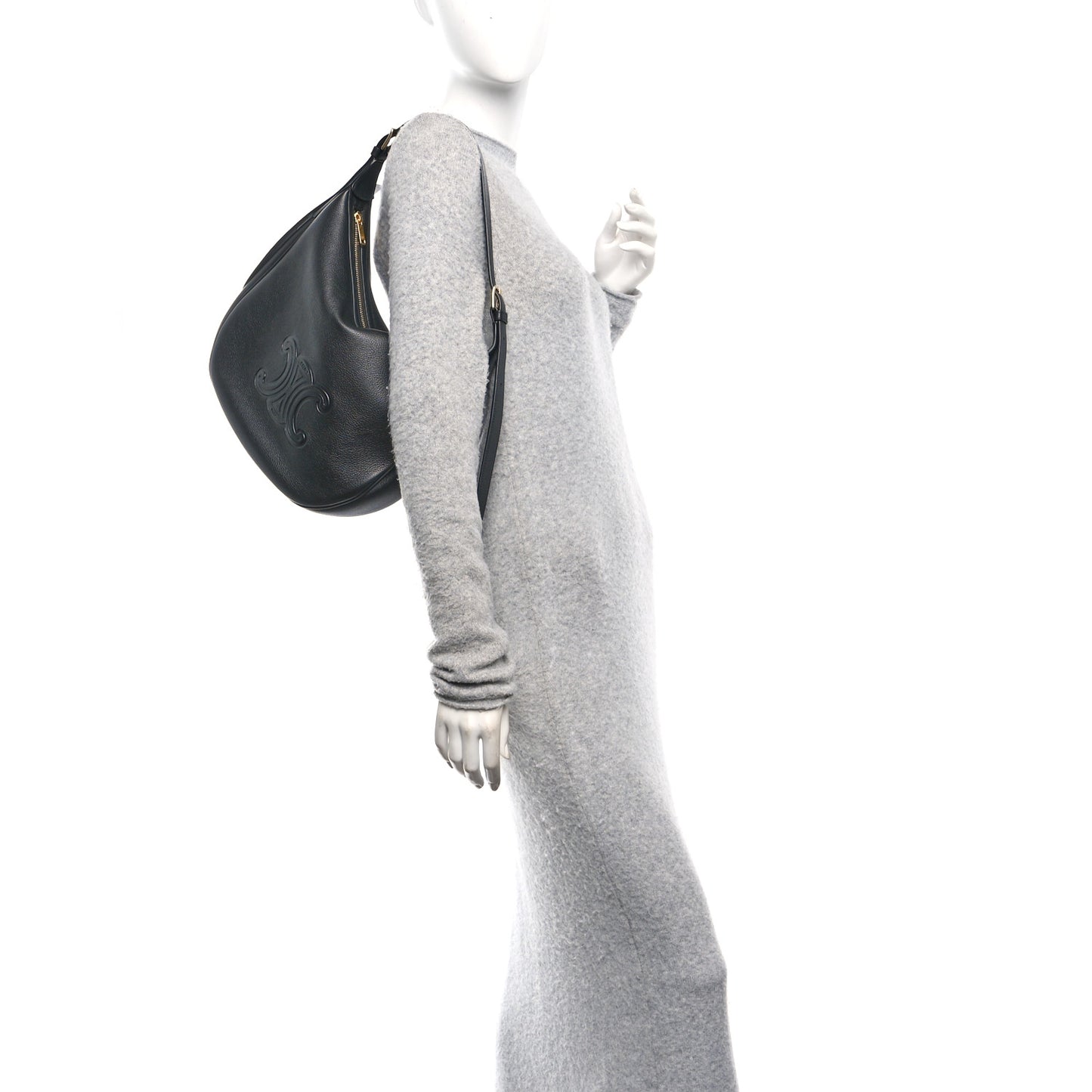 Supple Calfskin Cuir Triomphe Medium Heloise Shoulder Bag Black